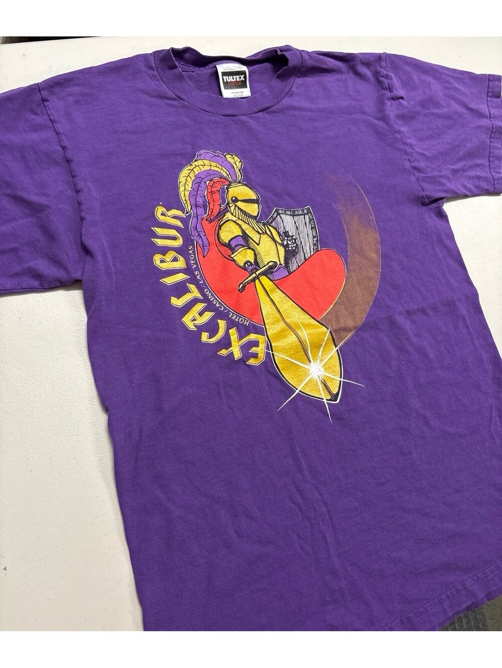 Vintage 90s Excalibur Hotel Casino Las Vegas T Shirt Sz M Tultex Knight Purple